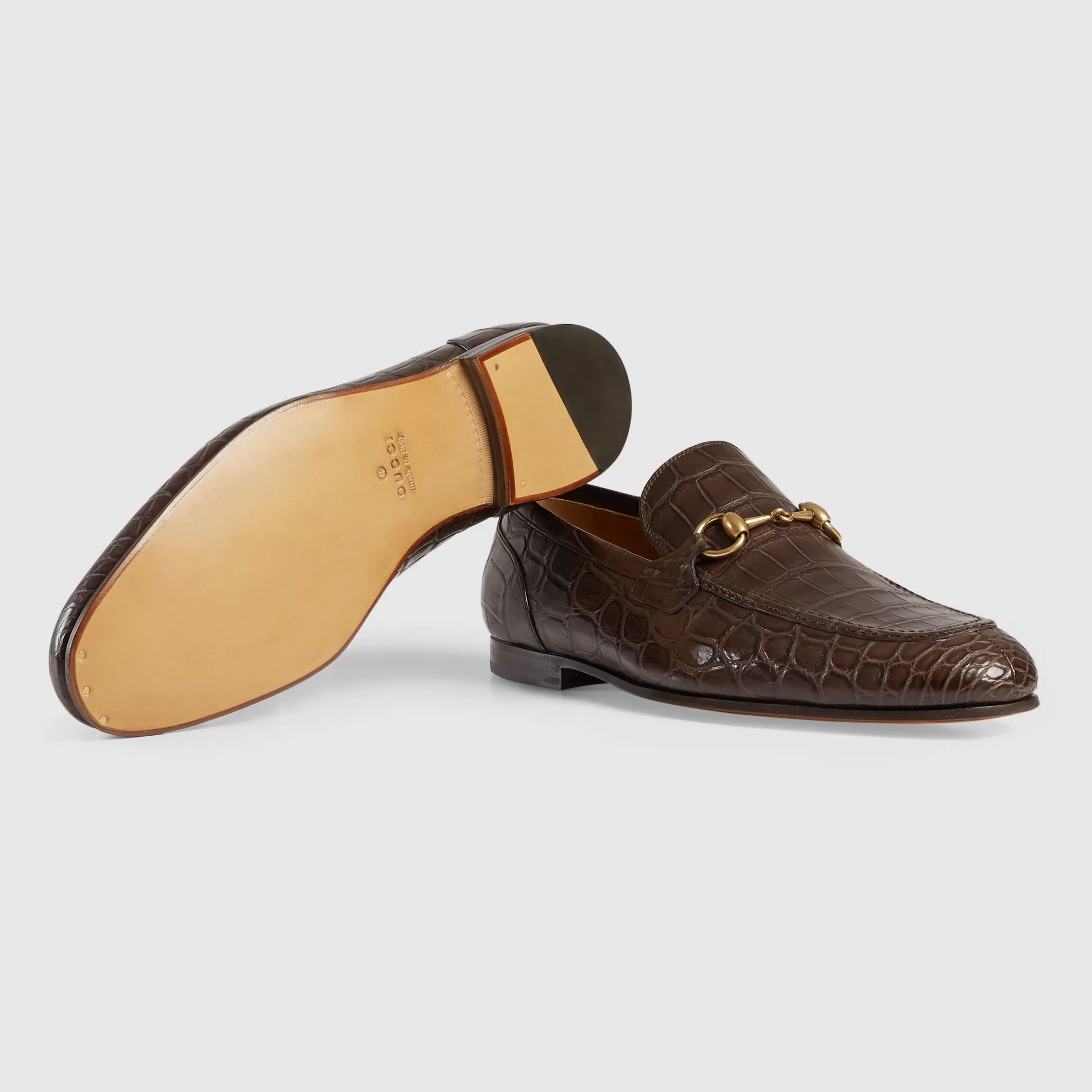 GUCCI Men'S Jordaan Crocodile Loafer-Men Loafers