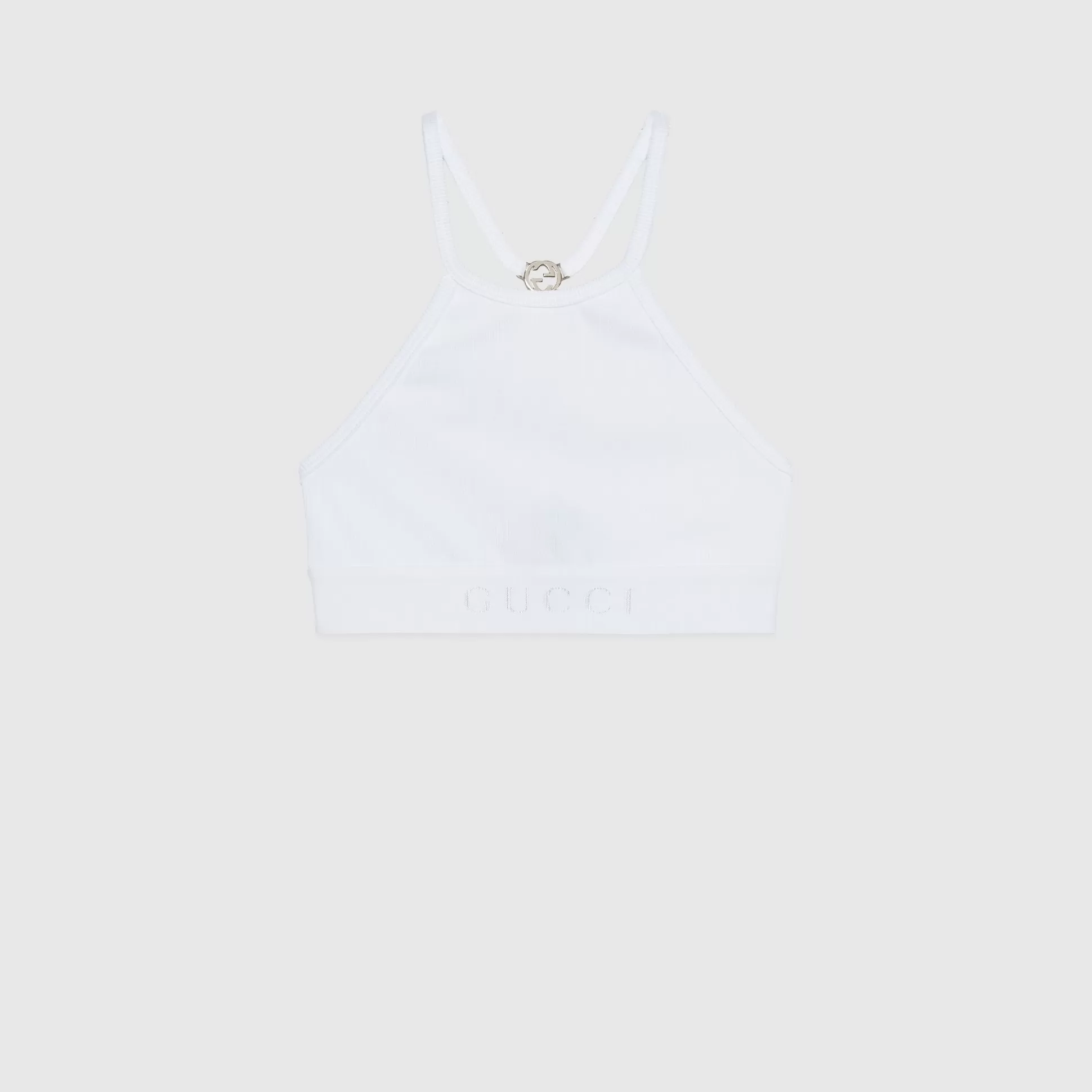 GUCCI Nylon Jersey Crop Top-Women Tops & Shirts