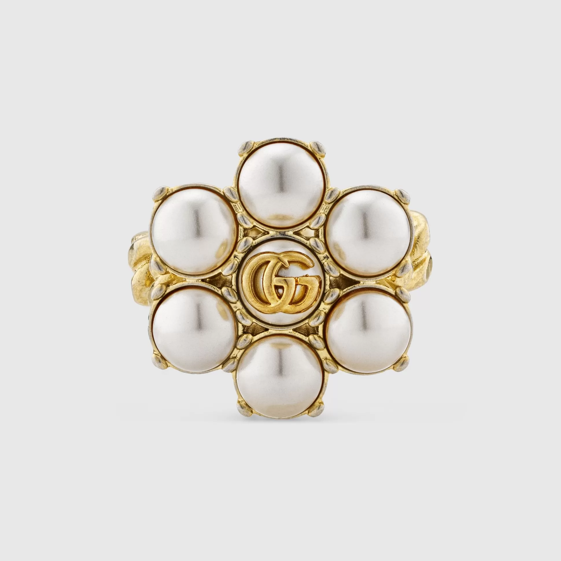 GUCCI Pearl Double G Ring- Rings