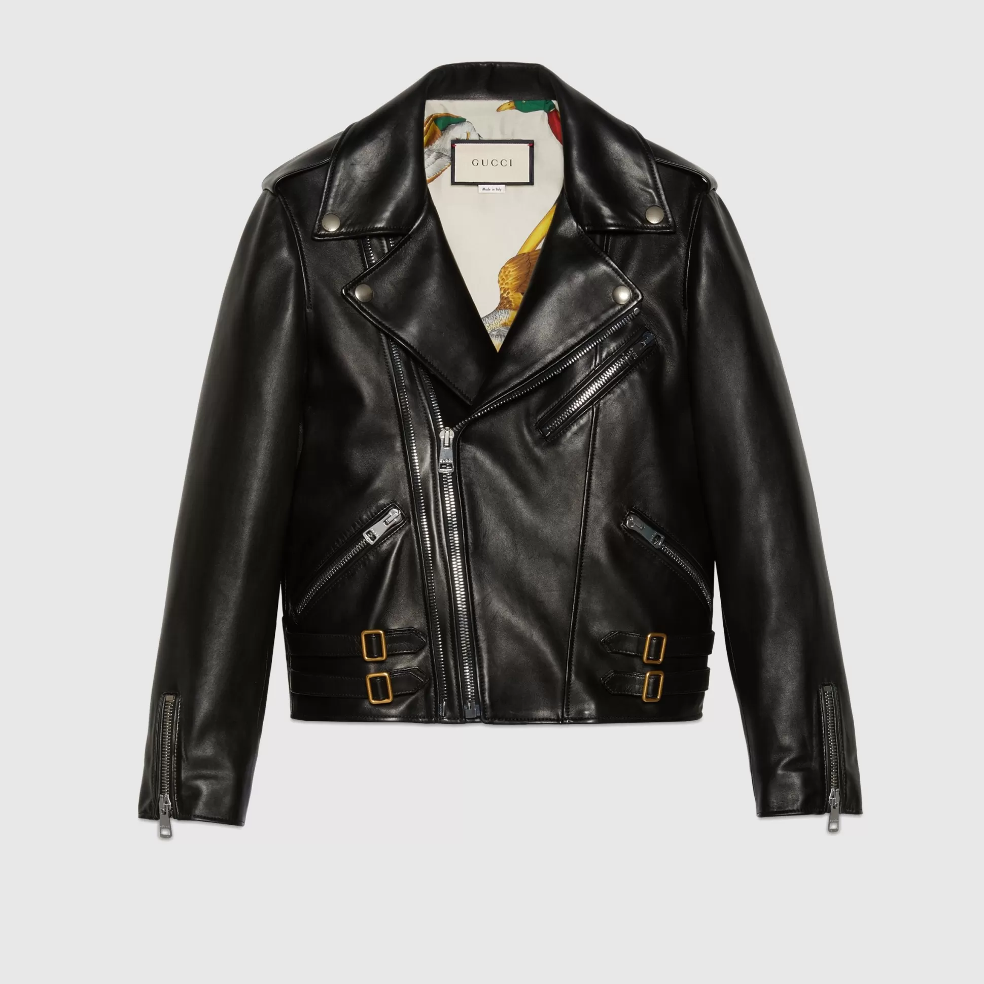 GUCCI Plonge Leather Biker Jacket-Women Leather
