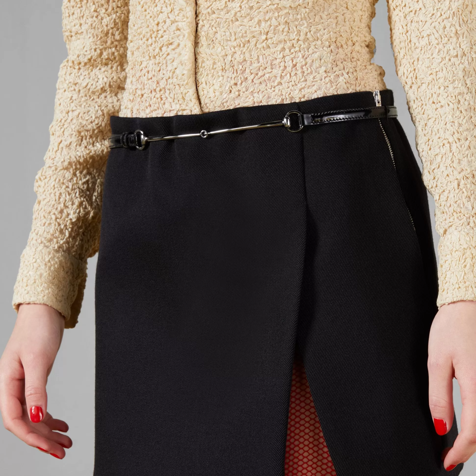 GUCCI Silk Wool Mini Skirt With Horsebit-Women Skirts