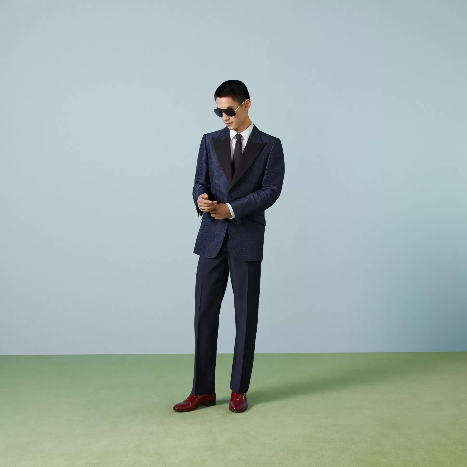 GUCCI Square G Silk Jacquard Jacket-Men Formalwear