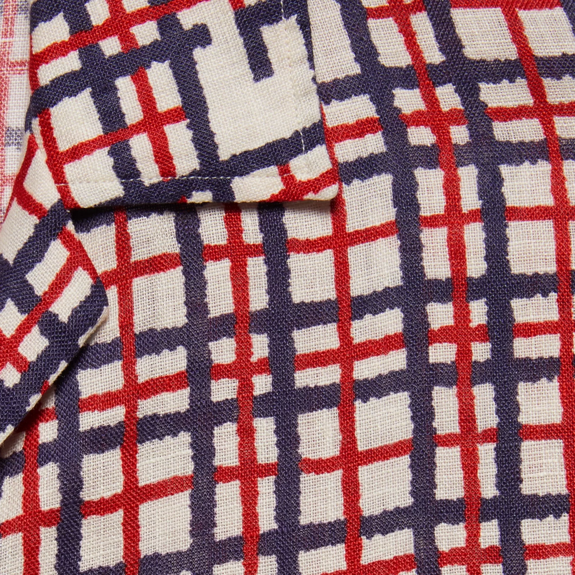 GUCCI Square G Tartan Print Linen Shirt-Men Shirts