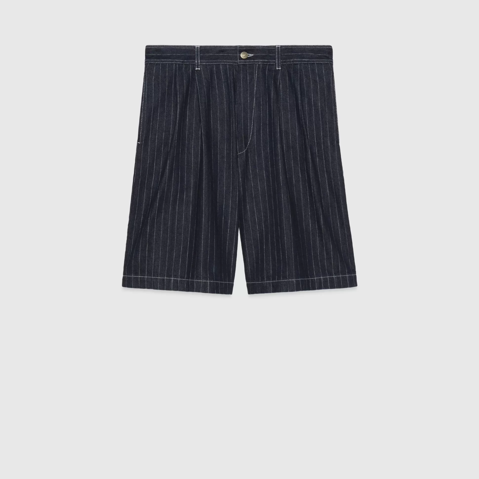GUCCI Striped Organic Cotton Bermuda Short-Men Denim