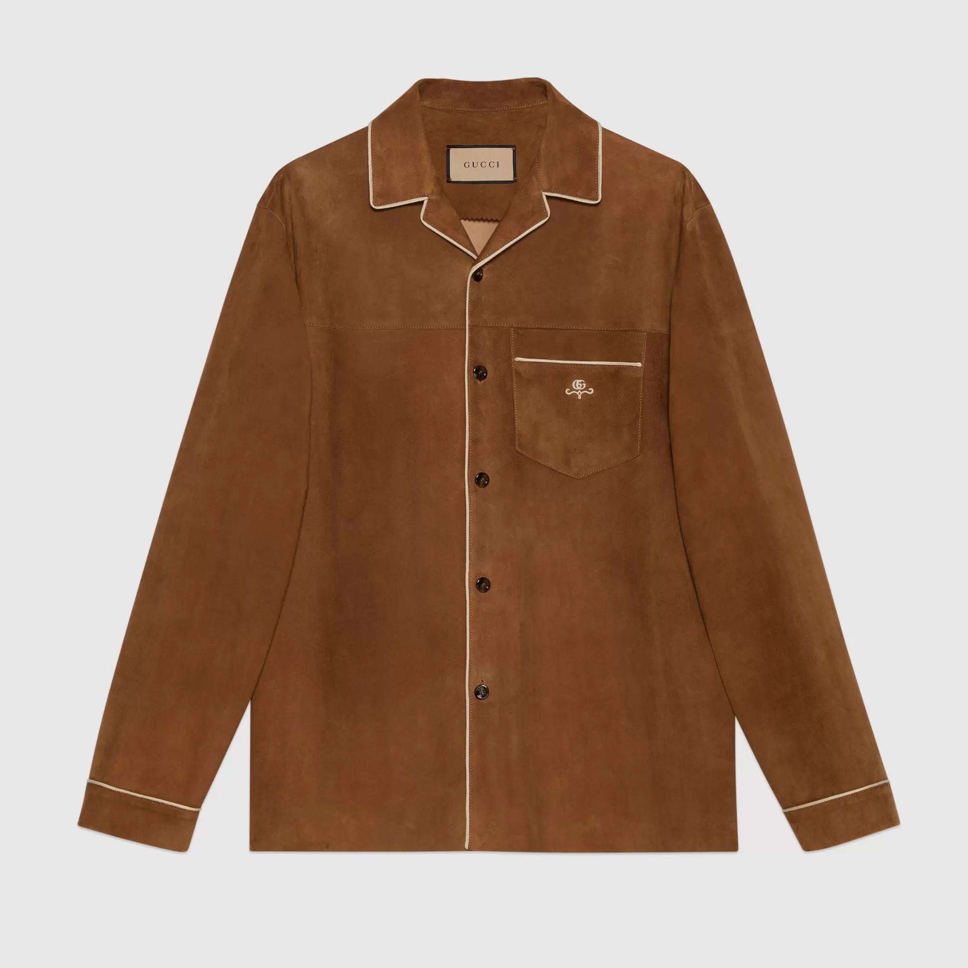 GUCCI Suede Shirt With Embroidery-Men Leather