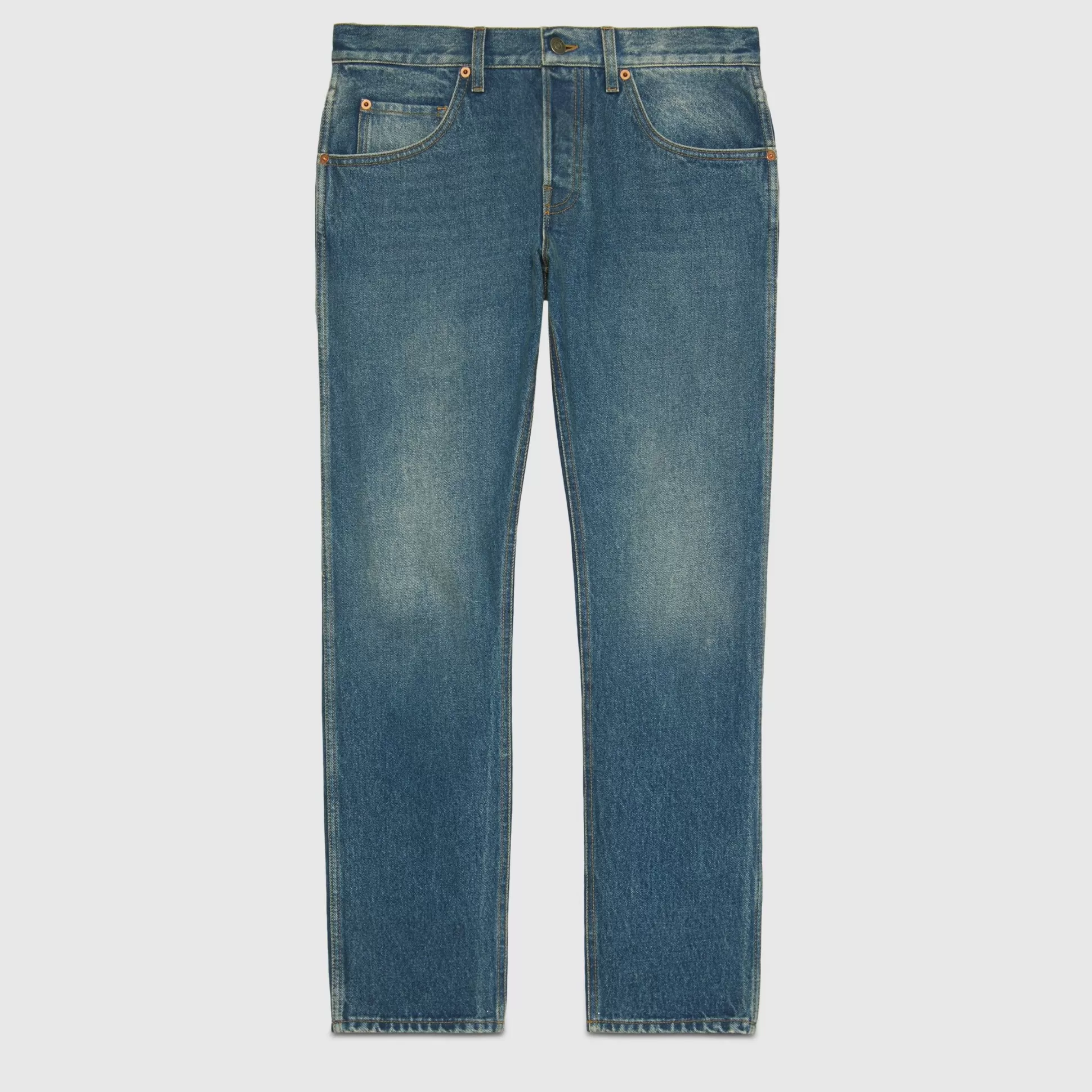 GUCCI Tapered Washed Jeans-Men Denim