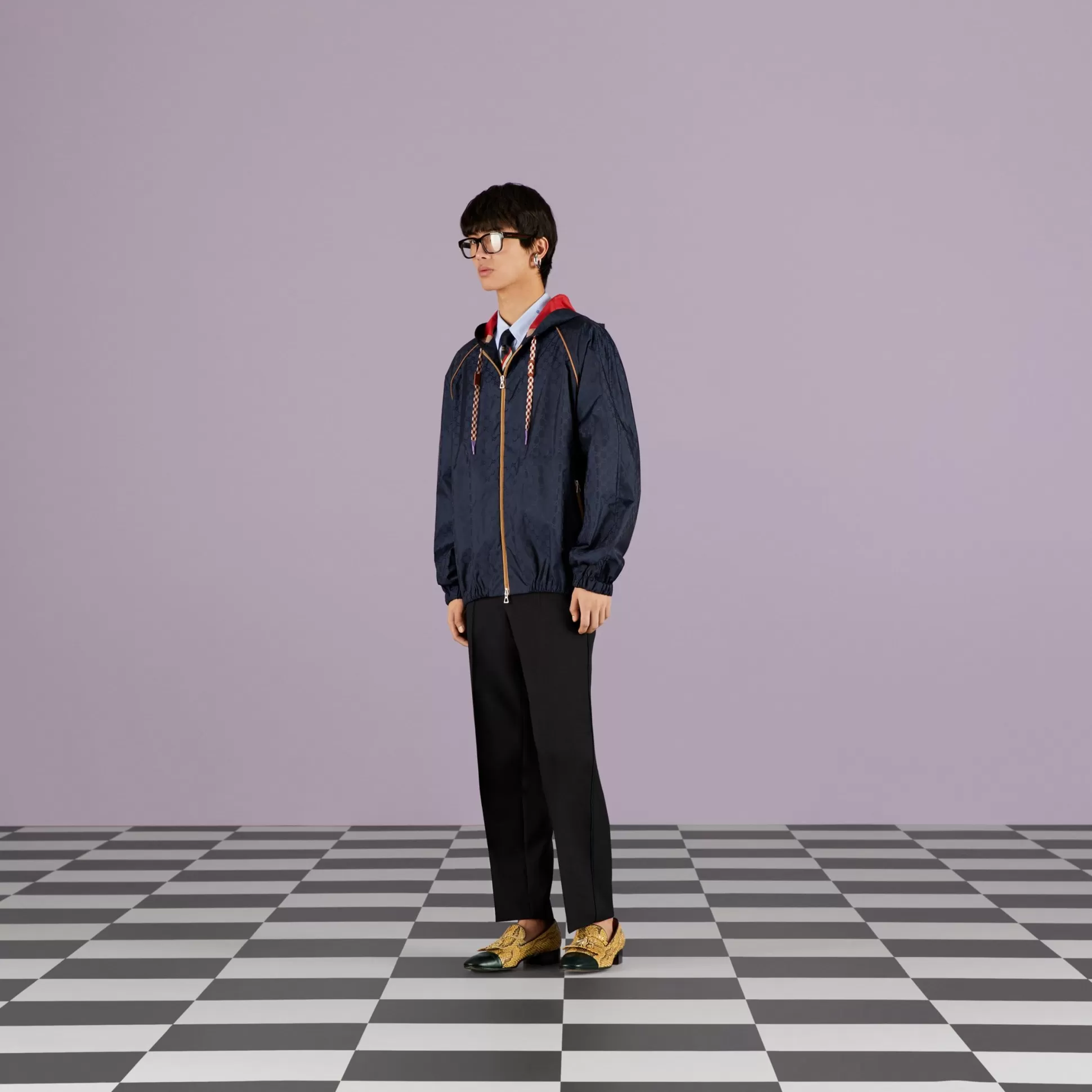GUCCI Technical Gg Hooded Jacket-Men Outerwear